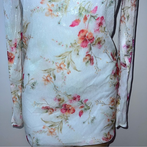 Amanda Uprichard X Revolve Ayla Mini Dress Sz S Small Sequin Floral Long Sleeve - Picture 4 of 7